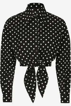 Dolce & Gabbana Cropped Cotton Poplin Shirt With Knot Detail And Polka-dot - Woman Shirts And Tops 38