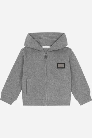 Dolce & Gabbana Cappuccio Con Zip - Man Topwear Gray Cotton 3/6 Months