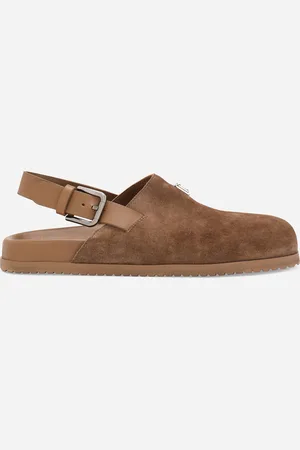 Dolce & Gabbana Suede Mules With Logo Tag - Man Sandals And Slides 39.5
