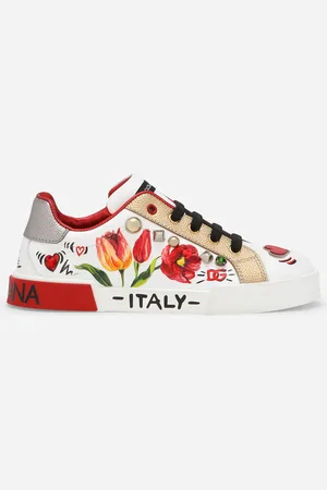 Dolce & Gabbana Printed Calfskin Portofino Light Low-top Sneakers - Woman Shoes (24-38) White 28