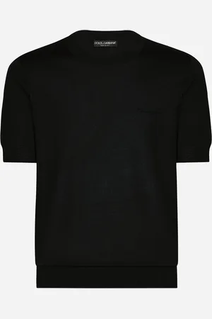 Dolce & Gabbana Round-neck Silk Sweater With Logo - Man Sweaters And Cardigans 46