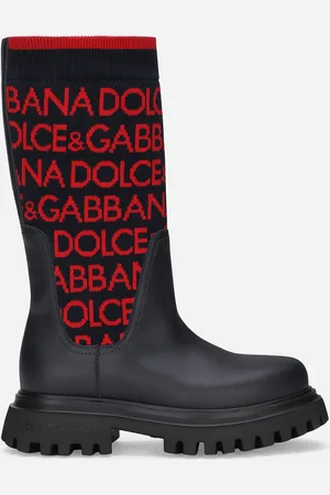 Dolce & Gabbana Knit Boots With Logo - Woman Shoes (24-38) Multi-colored Leather 28