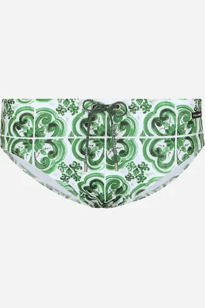 Dolce & Gabbana Majolica- Swim Briefs With High-cut Leg - Man Beachwear 2