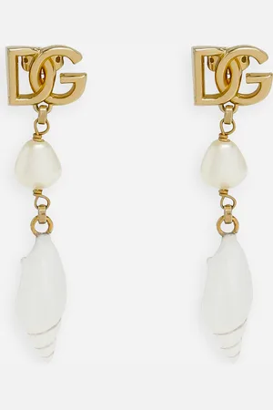 Dolce & Gabbana Earrings With Dg Logo And Shell - Woman Bijoux Metal Onesize