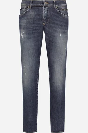 Dolce & Gabbana Slim-fit Stretch Denim Jeans - Man Denim Multi-colored 48