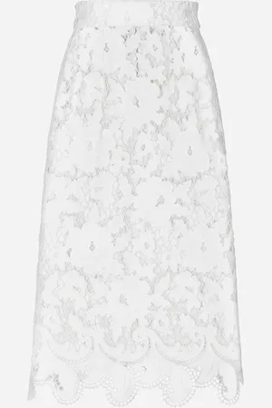 Dolce & Gabbana Cotton Midi Skirt With Floral Openwork Detailing - Woman Skirts 36