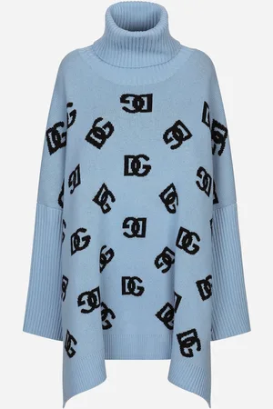 Dolce & Gabbana Wool Turtle-neck Poncho With Dg Logo Inlay - Woman Coats And Jackets S