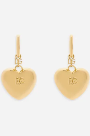 Dolce & Gabbana Heart Drop Earrings With Dg Logo - Woman Bijoux Metal Onesize
