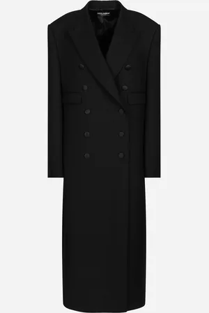 Dolce & Gabbana Long Double-breasted Tuxedo Coat In Double Wool Gabardine - Woman Coats And Jackets 36