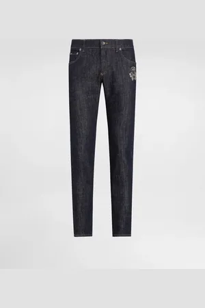Dolce & Gabbana Skinny Stretch Cotton Jeans With Patch - Man Denim Multi-colored 44