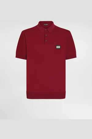 Dolce & Gabbana Wool Polo-shirt With Branded Tag - Man Sweaters And Cardigans Burgundy Wool 44