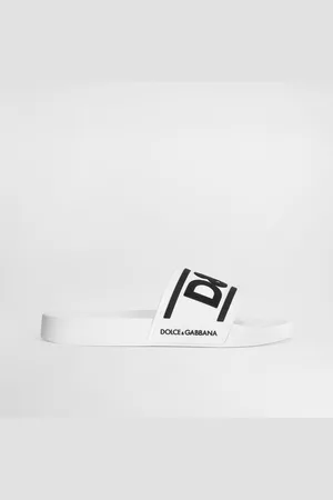 Dolce & Gabbana Rubber Beachwear Sliders With Dg Logo - Man Sandals And Slides Black Rubber 46