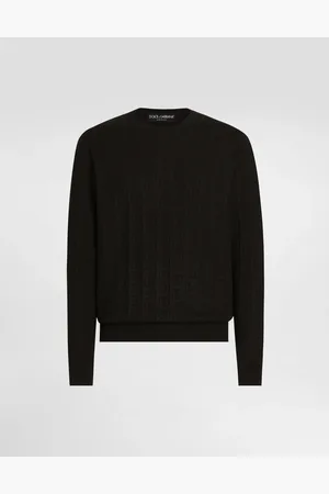 Dolce & Gabbana Silk Round-neck Sweater With All-over Dg Logo Embroidery - Man Sweaters And Cardigans 48