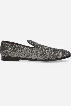 Dolce & Gabbana Sequined Slippers - Man Driver Shoes And Loafers Gray Sequins 40