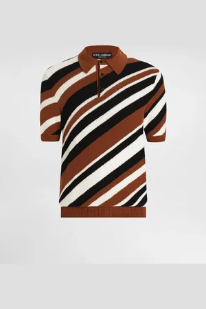 Dolce & Gabbana Short-sleeved Cotton Polo-shirt With Striped Inlay - Man Sweaters And Cardigans 48