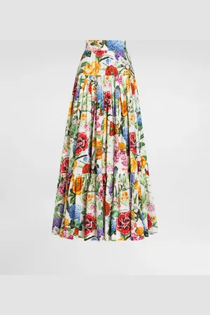 Dolce & Gabbana Long Ruffled Skirt In Floral- Cotton - Woman Skirts 36