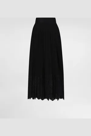 Dolce & Gabbana Calf-length Circle Skirt In Pleated Georgette With Lace Trims - Woman Skirts 36