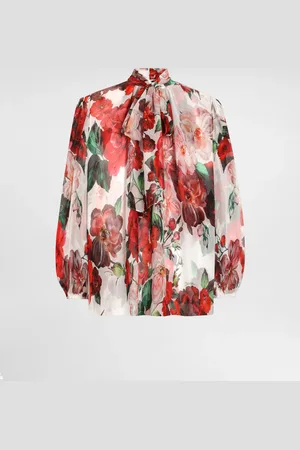 Dolce & Gabbana Chiffon Pussy-bow Blouse With Rose - Woman Shirts And Tops 38