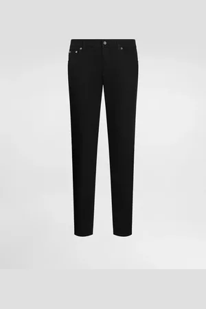 Dolce & Gabbana Washed Black Slim-fit Stretch Jeans - Man Denim Multi-colored Cotton 44