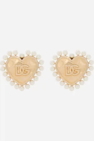 Dolce & Gabbana Heart Earrings With Beaded Detailing - Woman Bijoux Metal Onesize