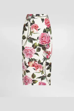 Dolce & Gabbana Rose- Cotton Jacquard Calf-length Skirt - Woman Skirts 44
