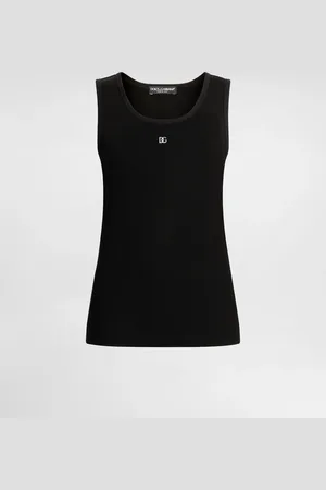 Dolce & Gabbana Fine-rib Jersey Tank Top With Dg Logo Pin - Woman T-shirts And Sweatshirts 36