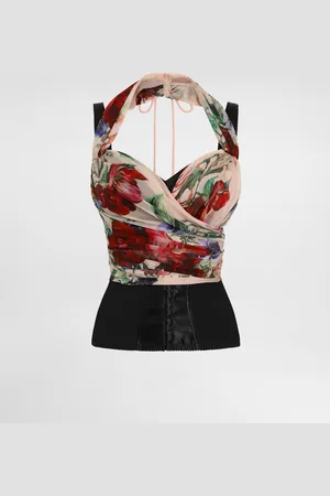 Dolce & Gabbana Marquisette And Chiffon Corset Top With Floral - Woman Shirts And Tops 42