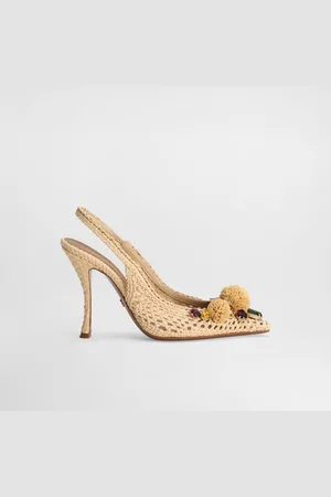 Dolce & Gabbana Rafia Crochet Slingback With Stones - Woman Pumps And Slingback 35