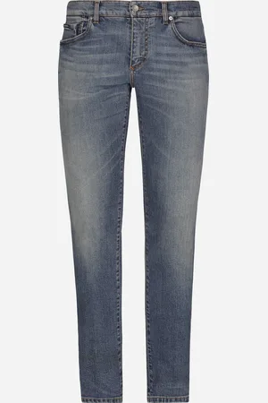 Dolce & Gabbana Washed Skinny Stretch Jeans With Whiskering - Man Denim Multi-colored Denim 48