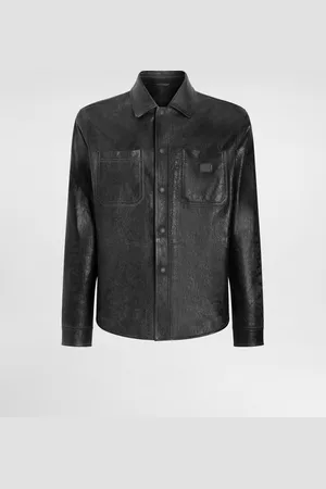 Dolce & Gabbana Leather Shirt With Logo And Tag - Man 48