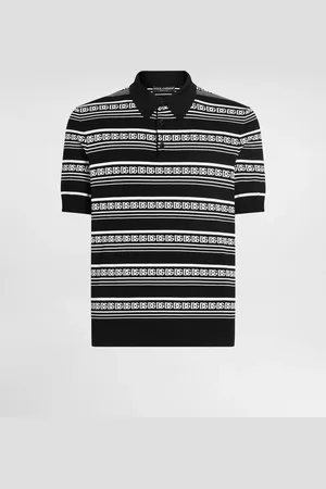 Dolce & Gabbana Silk Polo Shirt With Logo - Man Sweaters And Cardigans Multi-colored 48
