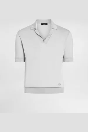 Dolce & Gabbana Satin Silk Polo Shirt - Man Sweaters And Cardigans Gray 44