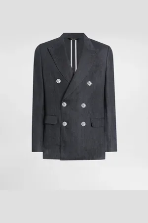 Dolce & Gabbana Sicilia Light Double-breasted Jacket In Linen Canvas - Man Suits And Blazers Gray 48