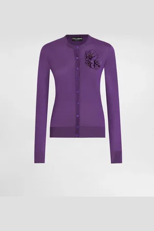 Dolce & Gabbana Silk Cardigan With Flower Brooch - Woman Sweaters And Cardigans 36