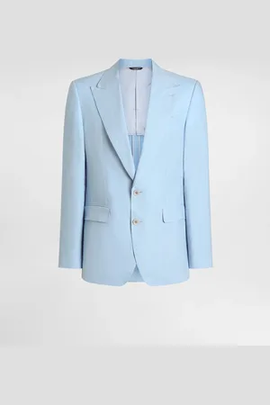 Dolce & Gabbana Sicilia Single-breasted Linen Jacket - Man Suits And Blazers Light Blue Linen 44