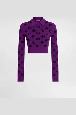 Dolce & Gabbana Long-sleeved Viscose Jacquard Polo Shirt - Woman Sweaters And Cardigans 36