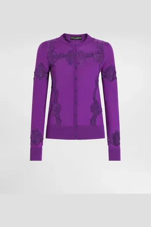 Dolce & Gabbana Wool Cardigan With Lace - Woman Sweaters And Cardigans 40