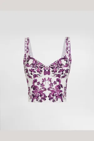 Dolce & Gabbana Majolica-print Poplin Bustier - Woman Shirts And Tops 36