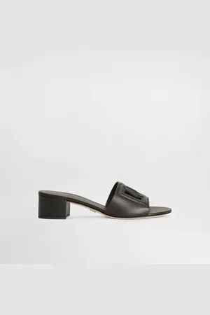Dolce & Gabbana Calfskin Sliders With Dg Logo - Woman Slides And Mules Leather 35