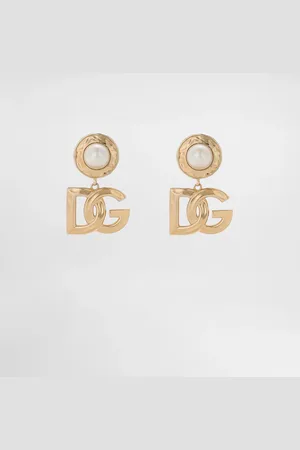 Dolce & Gabbana Drop Earrings With Cabochon Details And Dg Logo - Woman Bijoux Metal Onesize