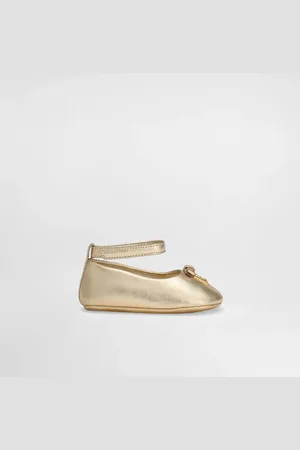 Dolce & Gabbana Laminated Nappa Leather Ballet Flats With Logo - Woman Newborn Girls