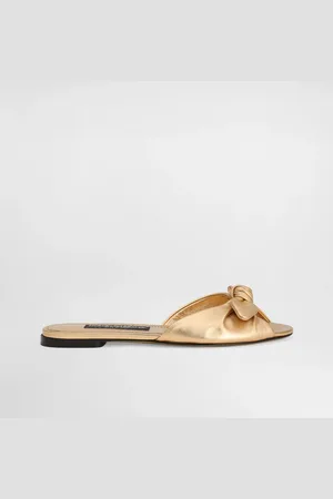 Dolce & Gabbana Mordoré Nappa Leather Flat Slippers - Woman Slides And Mules Leather 35