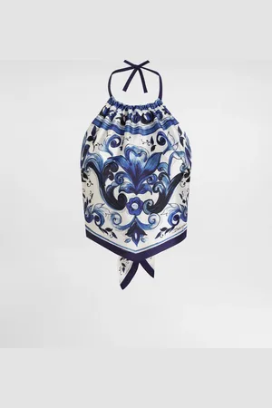 Dolce & Gabbana DG EXCLUSIVE Majolica- Silk Top - Woman Blue 36