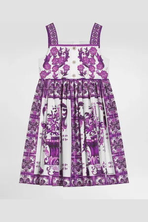 Dolce & Gabbana Majolica-print Sleeveless Popeline Dress - Woman Dresses 2 Years