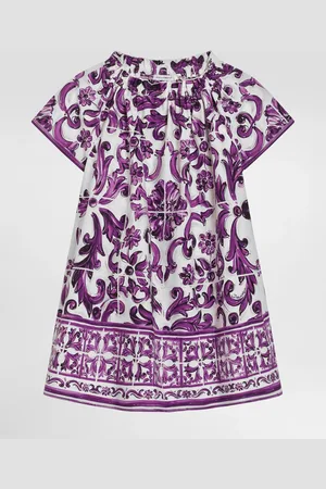 Dolce & Gabbana Majolica-print Short-sleeved Poplin Dress - Woman Dresses 4 Years