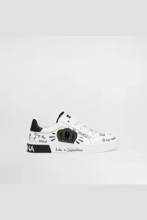 Dolce & Gabbana Printed Calfskin Portofino Light Sneakers - Man Shoes (24-38) White 37