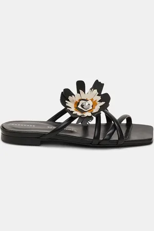 Dorothee Schumacher Square toe flat sandals with removable leather flower