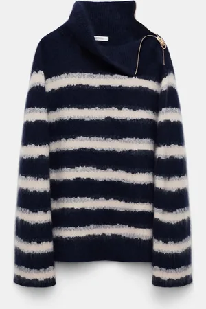 Dorothee Schumacher Fluffy stripe zip turtleneck sweater