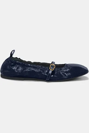 Dorothee Schumacher Square toe shiny leather flats with signature buckle