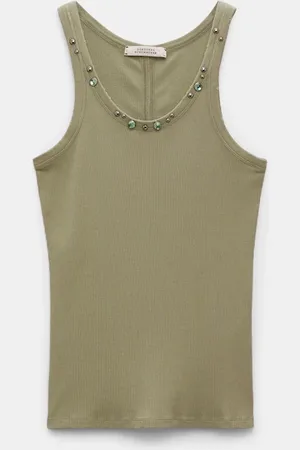 Dorothee Schumacher Embellished ribbed cotton tank top